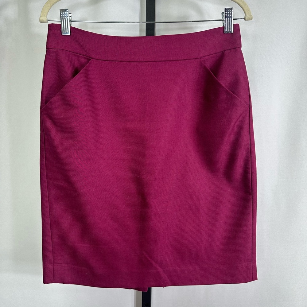 J. Crew The Pencil Skirt - Cotton - Magenta - Size 6
